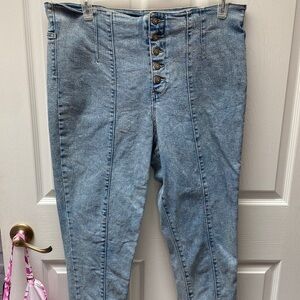 Juniors NOBO solid blue stretch skinny leg plus size jeans size 19